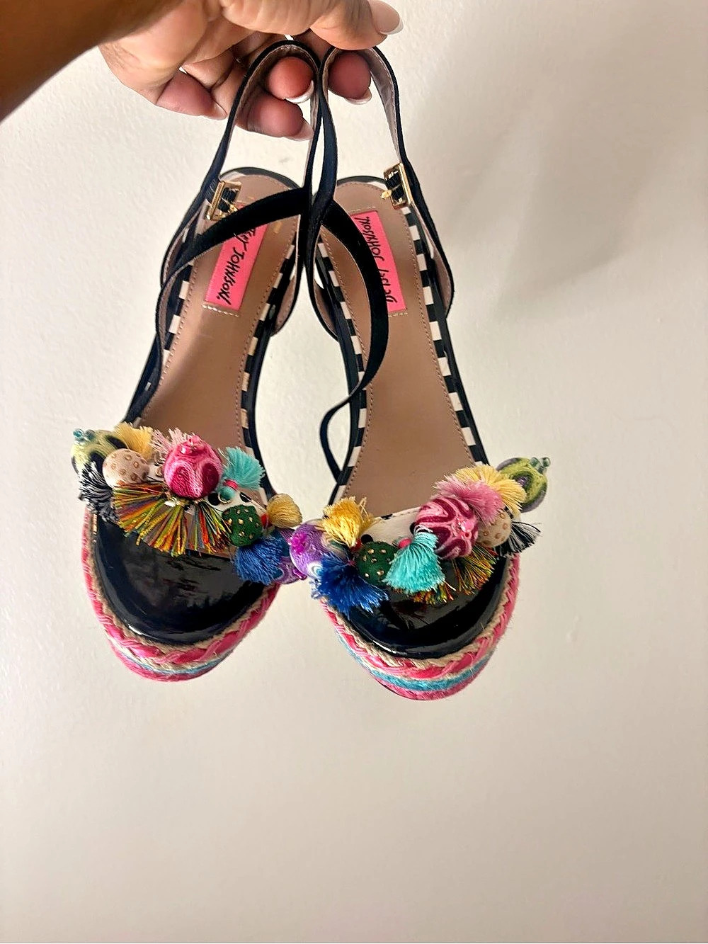 Betsey Johnson Polka Dot Platform Heels in Black & White Like New